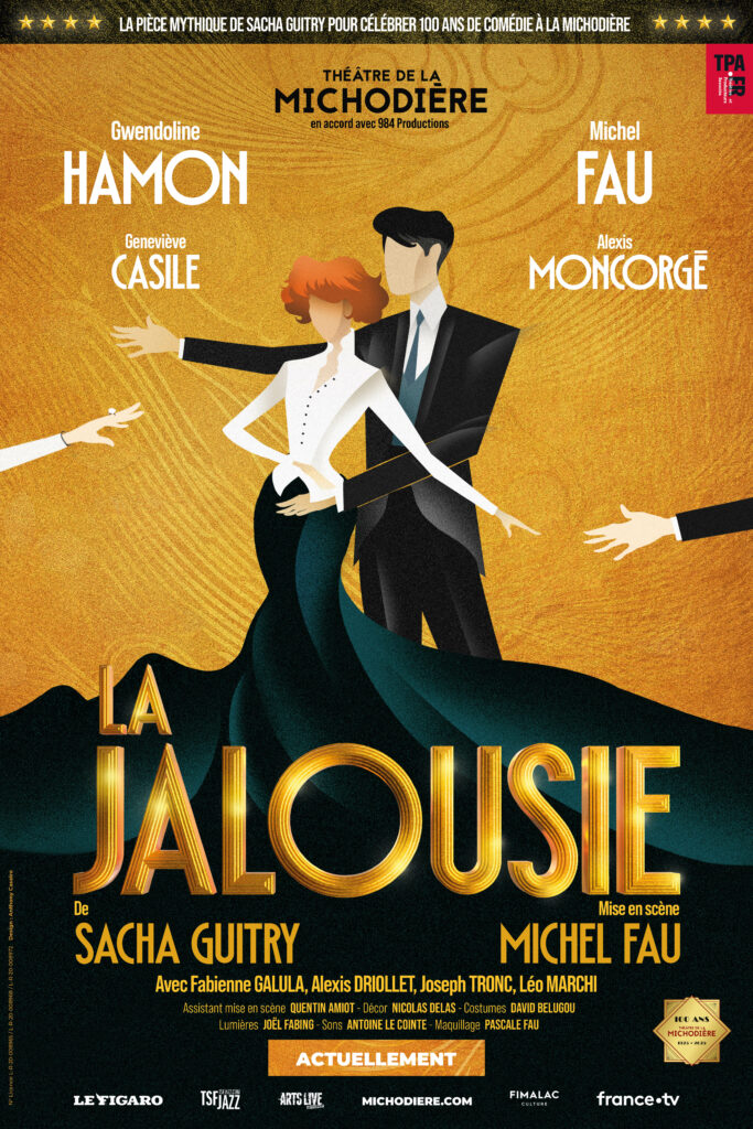 Affiche La Jalousie Théâtre de la Michodière avec Michel Fau et Gwendoline Hamon