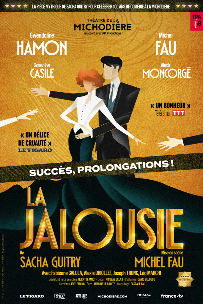 Affiche La Jalousie Théâtre de la Michodière avec Michel Fau et Gwendoline Hamon